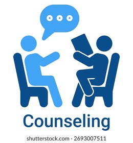 Icono de asesoramiento en estilo sólido duotono. Símbolo de terapia de grupo, Asistencia y consulta. Ayuda psicológica.