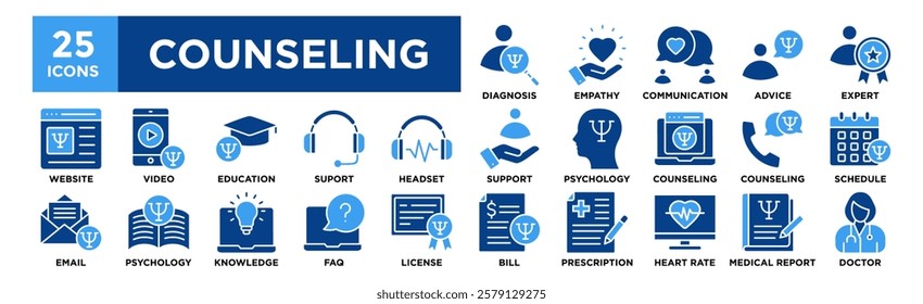 Counseling Icon Set For Design Elements , advice, support, professional, therapy, help