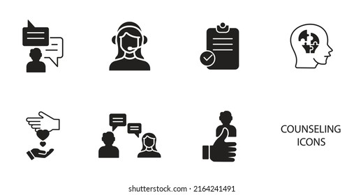 counseling icons set . counseling pack symbol vector elements for infographic web