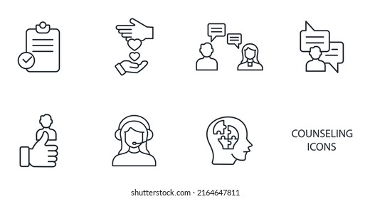 counseling icons set . counseling pack symbol vector elements for infographic web