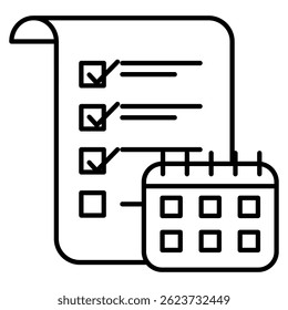 Counseling Plan icon represented by checklist, calendar Line style.