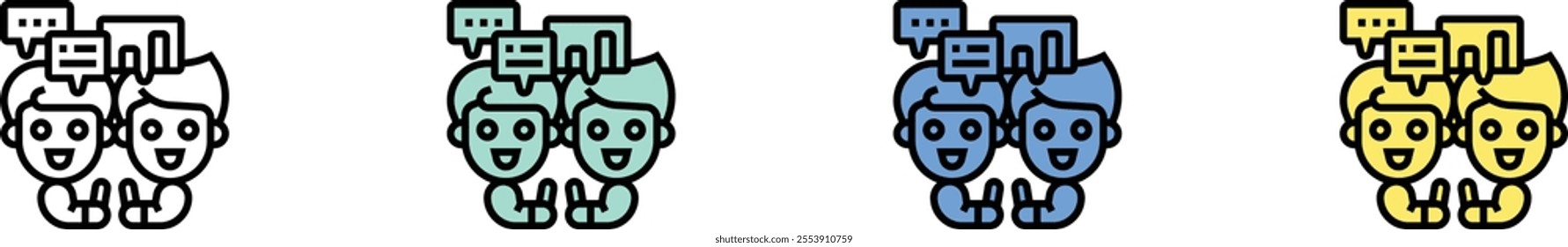 counselling icon. Outline, Green, Blue and Yellow Style Design Isolated On White Background