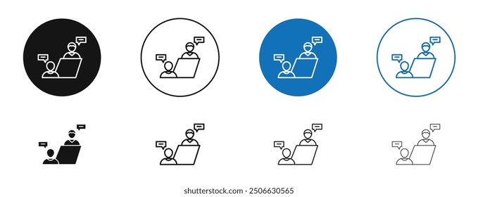 Counselling vector icon in black and blue colors