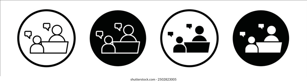 Counselling vector icon set black filled and outlined style.