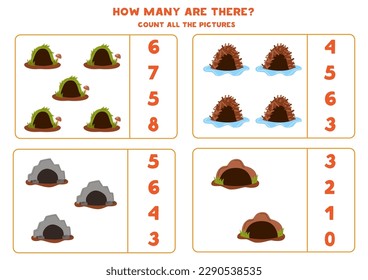 Count all animals homes and circle the correct answers. 