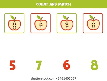 Count all apple seeds and match with the correct number.