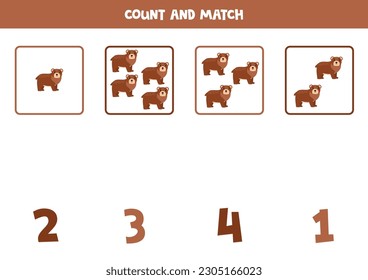 Count all bears and match with the correct number.