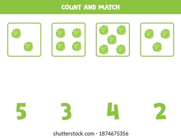 Count all cabbages and match with correct answer. Educational math game for kids.