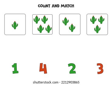 Count all cacti and match with the correct number.