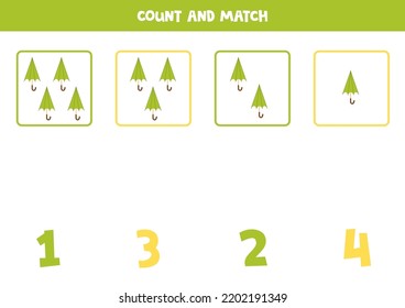 Count all green umbrellas and match with the correct number.