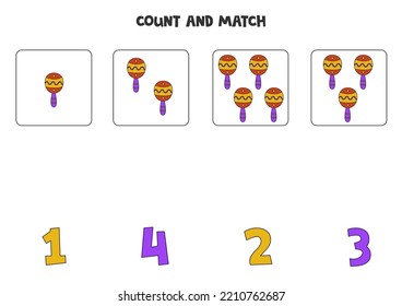 Count all maracas and match with the correct number.