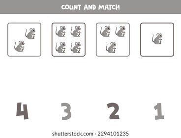 Count all mice and match with the correct number.
