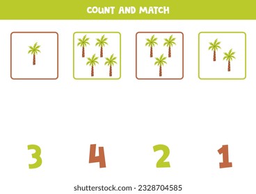 Count all palms and match with the correct number.