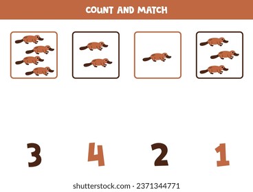 Count all platypuses and match with the correct number.