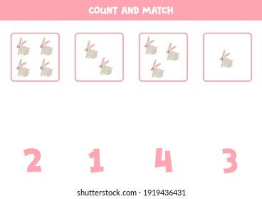  Cuenta todos los conejos y concuerda con los números correctos. Juego de matemáticas para niños.