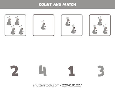 Count all rabbits and match with the correct number.