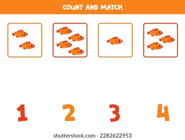 Count all sea bass fish and match with the correct number.