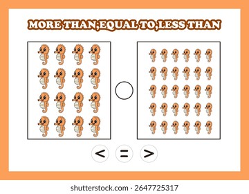 count animal seahorse more than equal to less than 