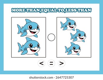 count animal shark more than equal to less than 