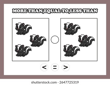 count animal skunk more than equal to less than 