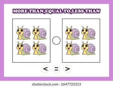 count animal snail more than equal to less than 