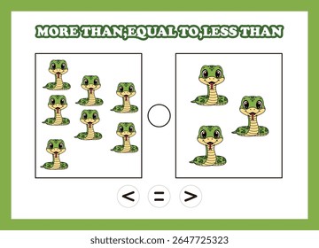 count animal snake more than equal to less than 
