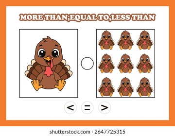 count animal turkey more than equal to less than 