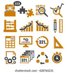 count, calculate icon set