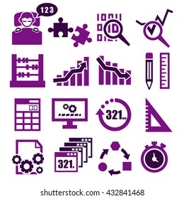 count, calculate icon set