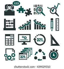 count, calculate icon set