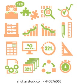 count, calculate icon set