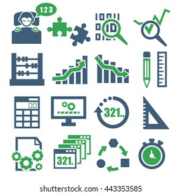 count, calculate icon set