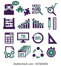 count, calculate icon set