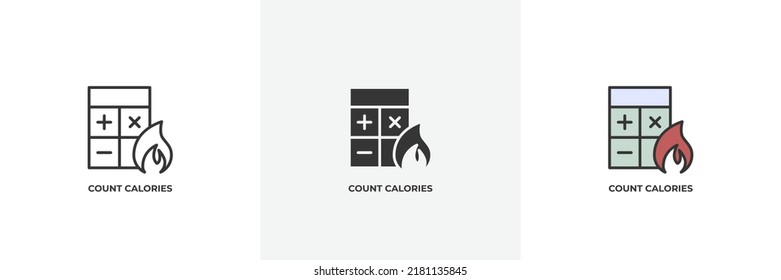 count calories icon. Line, solid and filled outline colorful version, outline and filled vector sign. Idea Symbol, logo illustration. Vector graphics