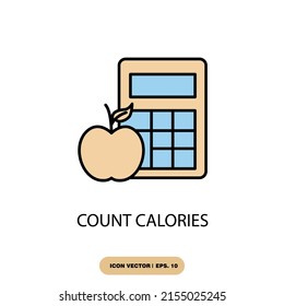count calories icons  symbol vector elements for infographic web
