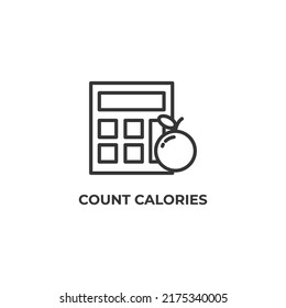 icono de la línea de calorías de recuento. signo de estilo lineal para concepto móvil y diseño web. Icono de vector de contorno. Símbolo, ilustración del logotipo. Gráficos vectoriales