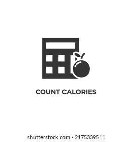 icono del vector de recuento de calorías. signo plano relleno para concepto móvil y diseño web. Símbolo, ilustración del logotipo. Gráficos vectoriales
