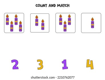 Count candles and match with the correct number.