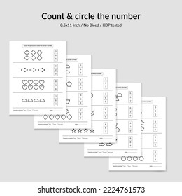 Count and circle the correct number.Activity page for Preschool or kindergarten kids.
