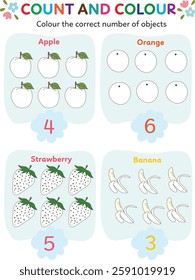 Count and colour educational worksheets for children to learn from