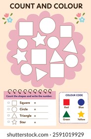 Count and colour educational worksheets for children to learn from