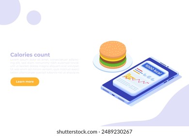 Сalories count concept. Vector illustrations for banner, website, landing page, flyer.