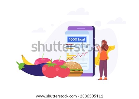 Сalories count concept. Vector illustrations for banner, website, landing page, flyer.