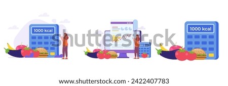 Сalories count concept. Vector illustrations for banner, website, landing page, flyer.