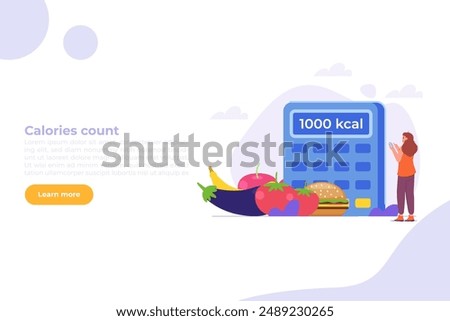 Сalories count concept. Vector illustrations for banner, website, landing page, flyer.