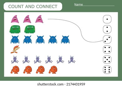 Count and connect the number of monsters and the number