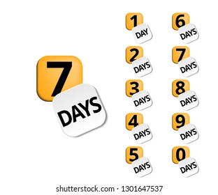 Count days  label, sign, button. Badge for Sale or Retail. Vector illustration.