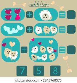 count the dogs in the picture and put the right number in the rebus for children under 6 years old