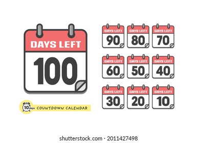 Count Down Daily Calendar Icon With Text 