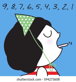 Count Down To New Year Concept Card Character illustration